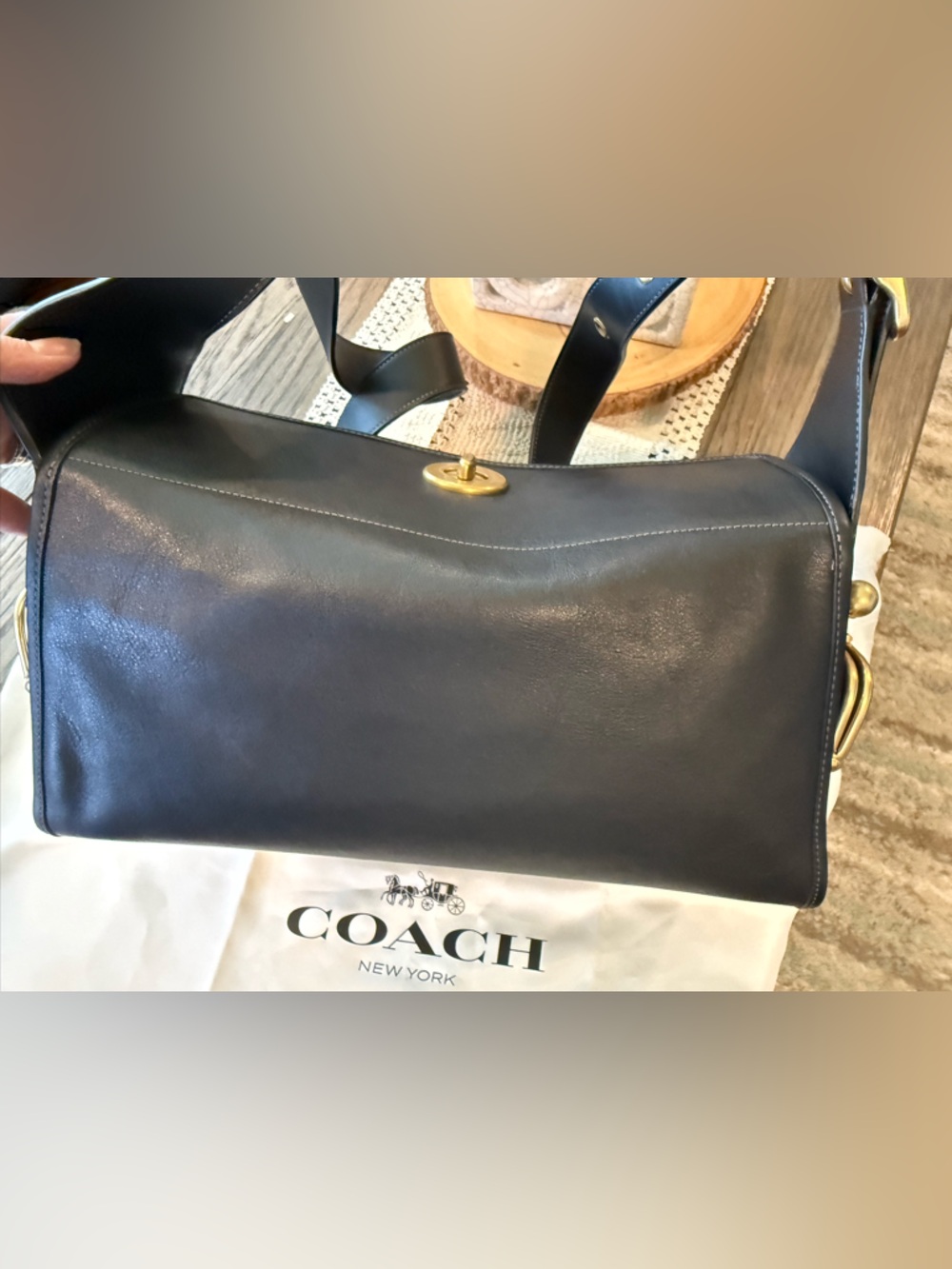 NWOT Coach Turnlock Haversack - black leather - Picture 5 of 9